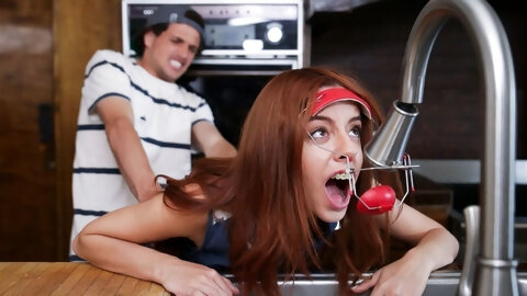 Skinny Teen With Headgear And Braces Stuck On Faucet Fucked